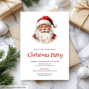 Editable Watercolor Santa Claus Holiday Dinner Invitation
