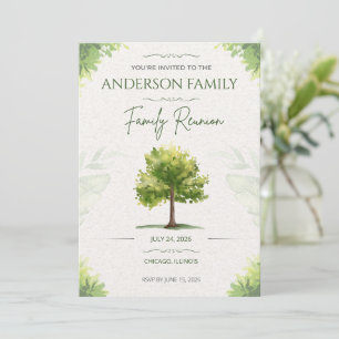 Editable Watercolor Tree Family Reunion Invitation