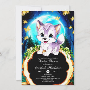 Editable Watercolor Wolf Baby Shower Invitation