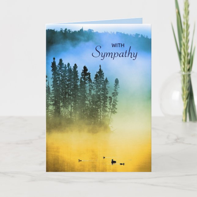 Editable Watercolour Ducks and Trees Sympathy Card (Front)