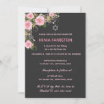 Editable Watercolour Roses Bat Mitzvah Invitation<br><div class="desc">This flat invitation card features pink watercolour roses on a dark background and a Star of David. Below the star is the information for the Bat Mitzvah and the reception. All text on the front is editable so go ahead and change the name and information along with the font colour,...</div>