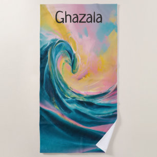Editable Wave Beach Towel
