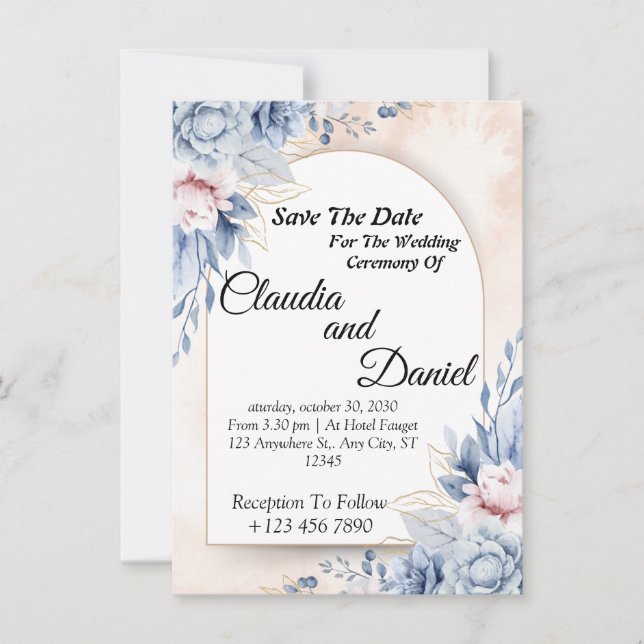 Editable Wedding floral Invitation Template (Front)
