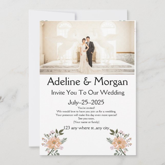 Editable Wedding Invitation Elegant (Front)
