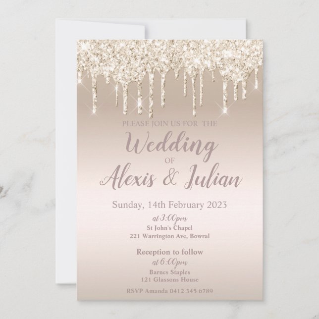 Editable Wedding Invitation in Champagne (Front)