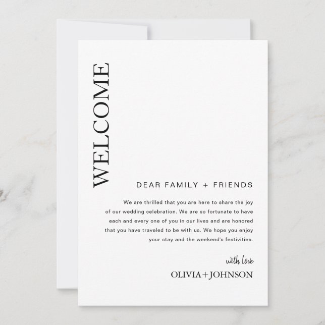 EDITABLE Wedding Welcome Letter & Timeline Card (Front)