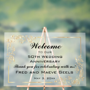 Editable Welcome Gold Frame Acrylic Sign