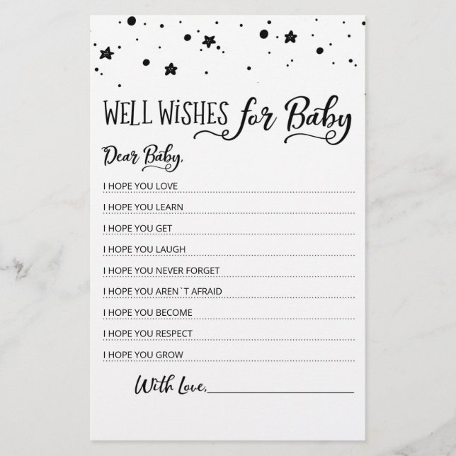 Editable Well Wishes for Baby Shower Party (Front)