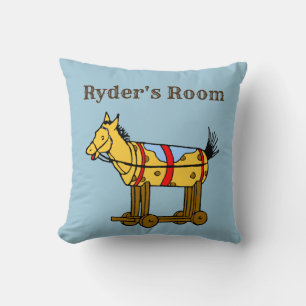 Editable Western Vintage Toy Horse on Wheels Cushion