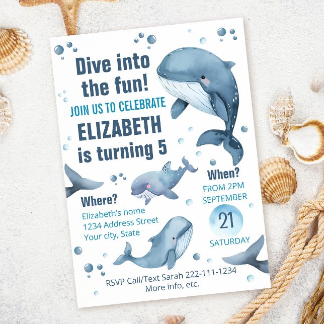 Editable Whale Birthday Invitation (Creator Uploaded)