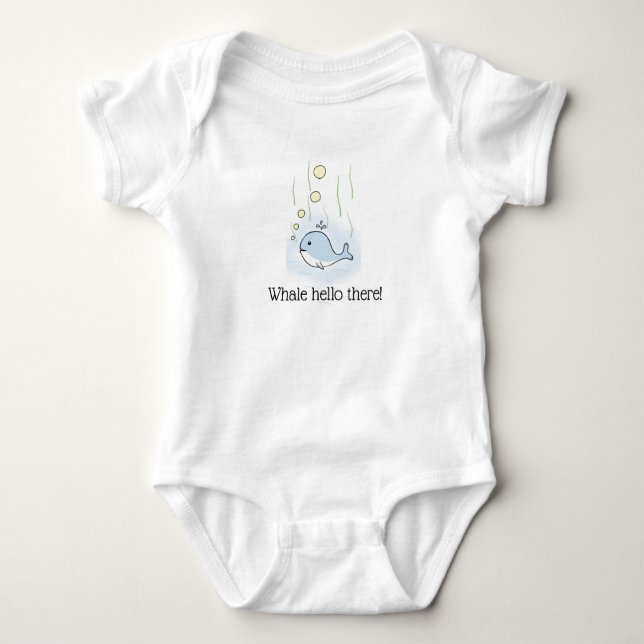 Editable Whale Hello There Baby Bodysuit (Front)