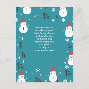 Editable Whimsical Cartoon Winter Snowmen Postcard