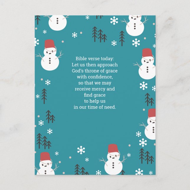 Editable Whimsical Cartoon Winter Snowmen Postcard (Front)