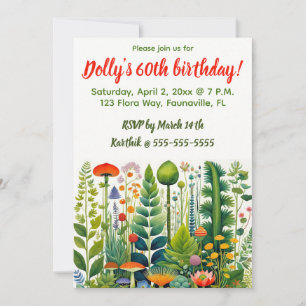 Editable Whimsical Forest Flowers  Invitation