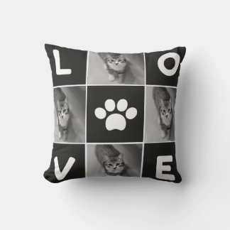 editable white black cat cute lover simple minim cushion