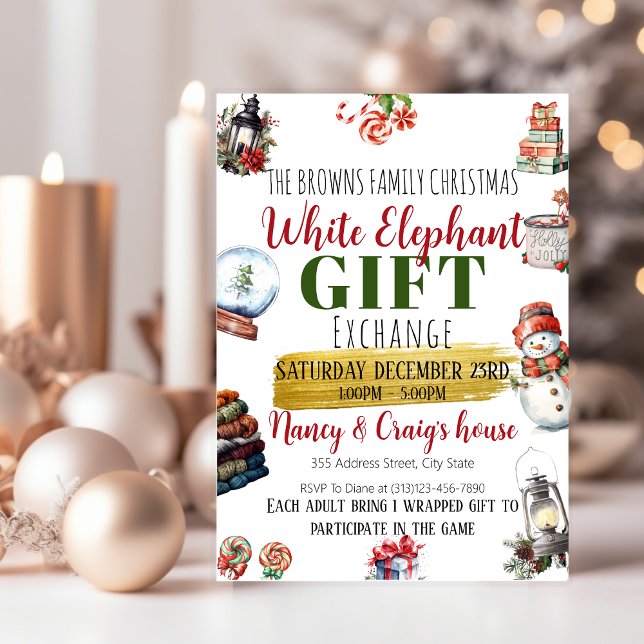 EDITABLE White Elephant Gift Exchange Invitation (Creator Uploaded)