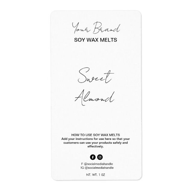 Editable White Soy Wax Melt Labels (Front)