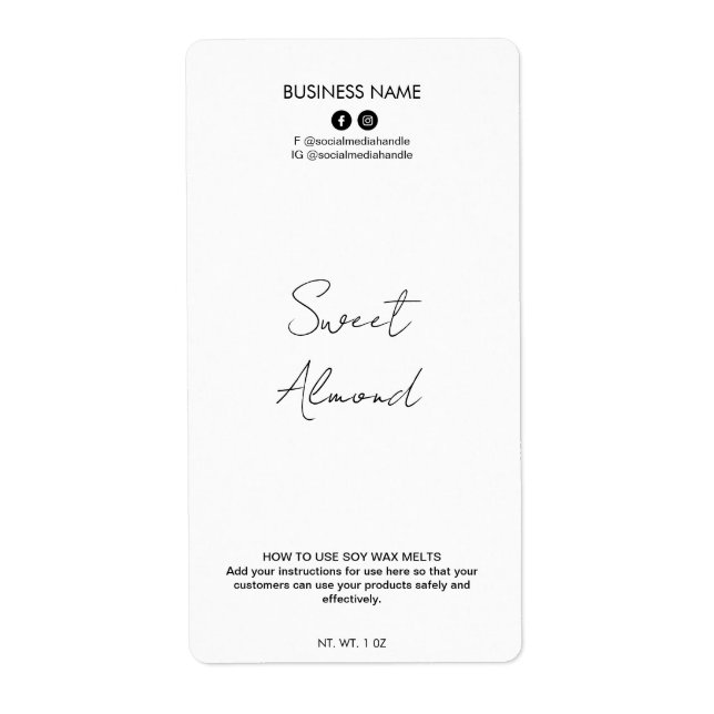 Editable White Soy Wax Melt Labels (Front)