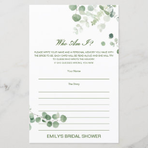 Editable Who Am I, Memory Lane Bridal Shower