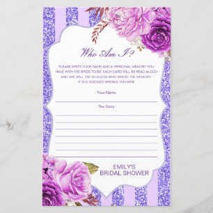Editable Who Am I, Memory Lane Bridal Shower