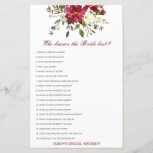 Editable Who Knows Bride Best Bridal Shower Game