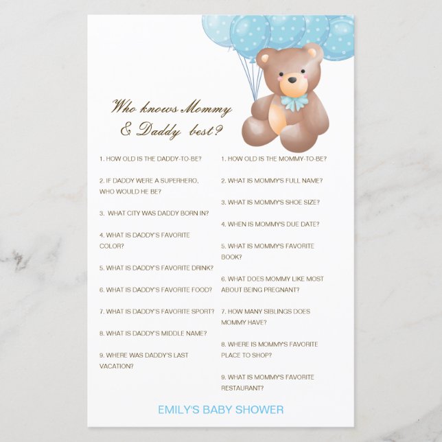 Editable Who Knows Mummy and Daddy Best (Front)