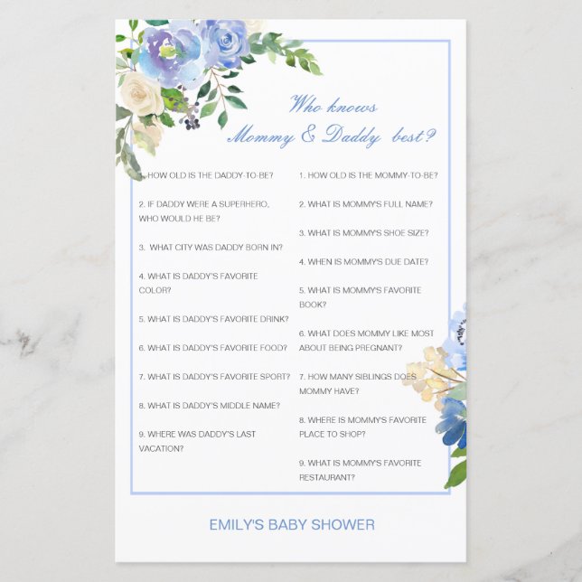 Editable Who Knows Mummy and Daddy Best (Front)