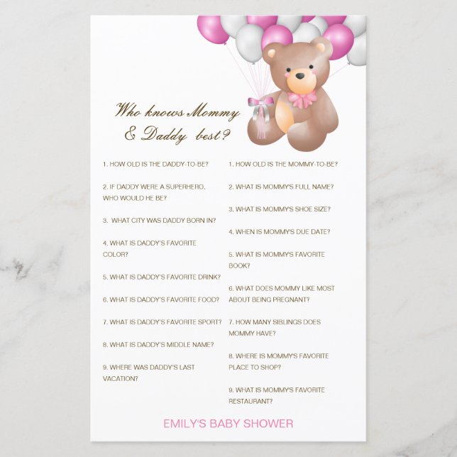 Editable Who Knows Mummy and Daddy Best (Front)