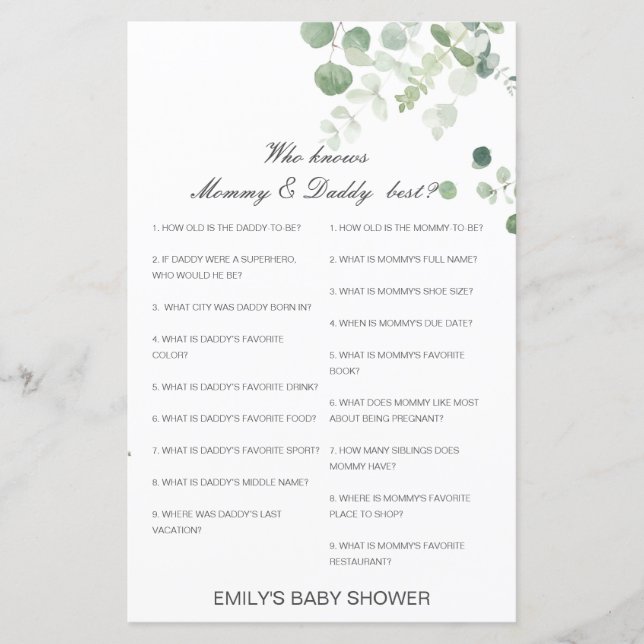 Editable Who Knows Mummy and Daddy Best (Front)