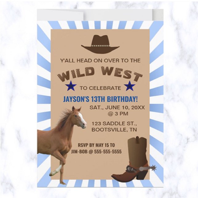 Editable Wild West Cowboy Birthday  Invitation (Creator Uploaded)