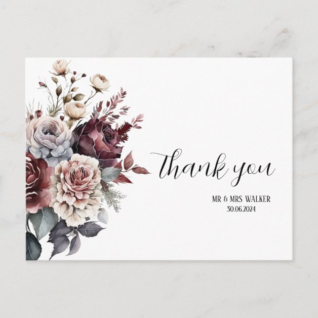 Editable Wildflower Thank You Card, Thank You Card (Front)
