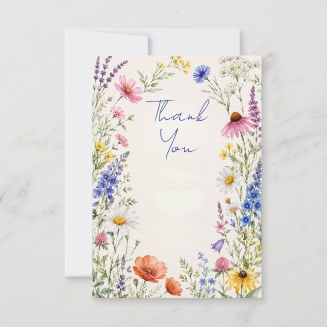 Editable Wildflower Thank You Note Card (Front)