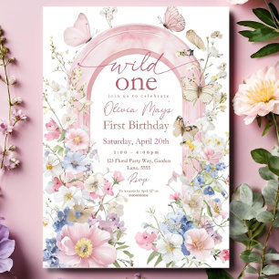 Editable Wildflower Wild ONE 1st Birthday Invitati Invitation