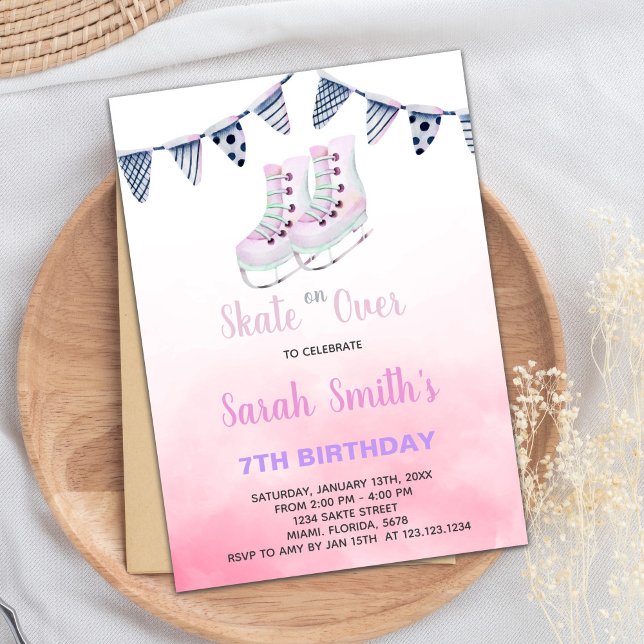 Editable Winter Rink Party Invite for Girls (Ice Skating Birthday Invitations)