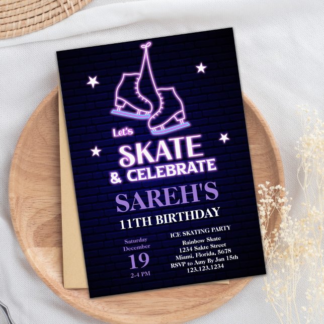 Editable Winter Skating Party Invite for Girls (Ice Skating Birthday Invitations)