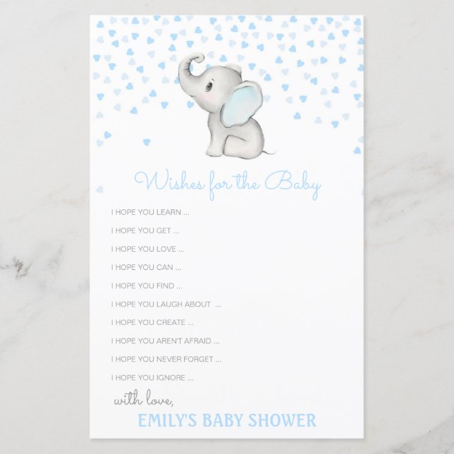 Editable Wishes for the Baby Card, Baby Shower (Front)