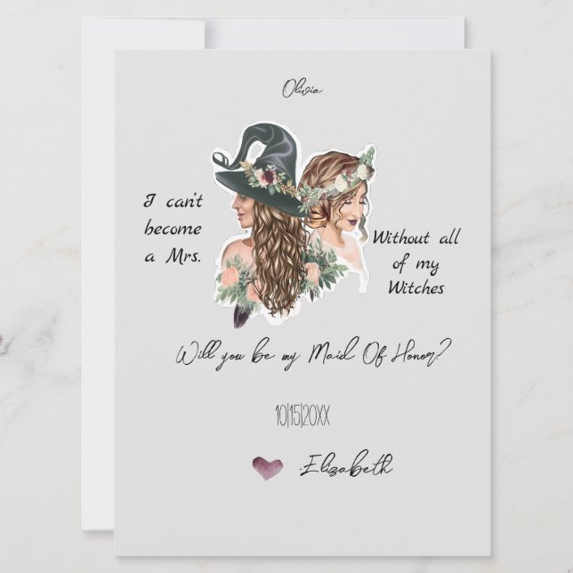 Editable Witchy Bridal Party Proposal Card (Front)