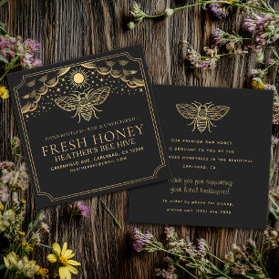 Editable Witchy Tarot Beekeeper Honeybee Square Business Card