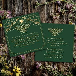 Editable Witchy Tarot Beekeeper Honeybee Square Business Card