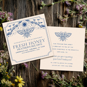 Editable Witchy Tarot Beekeeper Honeybee Square Business Card
