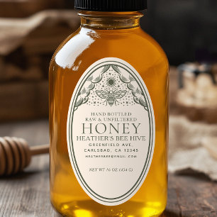 Editable Witchy Tarot Honey Jar Honeybee Label