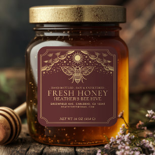 Editable Witchy Tarot Honey Jar Honeybee Label