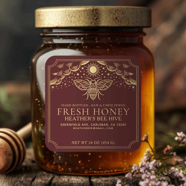 Editable Witchy Tarot Honey Jar Honeybee Label (Creator Uploaded)
