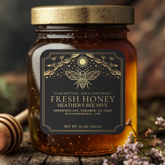 Editable Witchy Tarot Honey Jar Honeybee Label (Creator Uploaded)