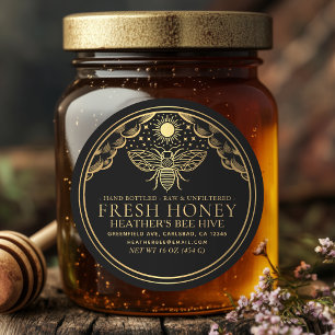 Editable Witchy Tarot Honey Jar Lid Honeybee Label