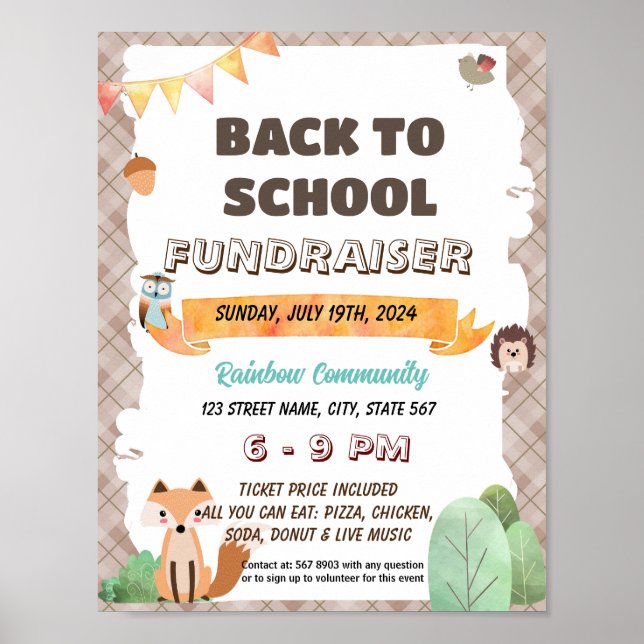Editable woodland meet the teacher template poster (Front)