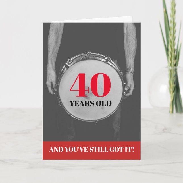 Editable Year Age Drummer Percussion Birthday Card (Front)