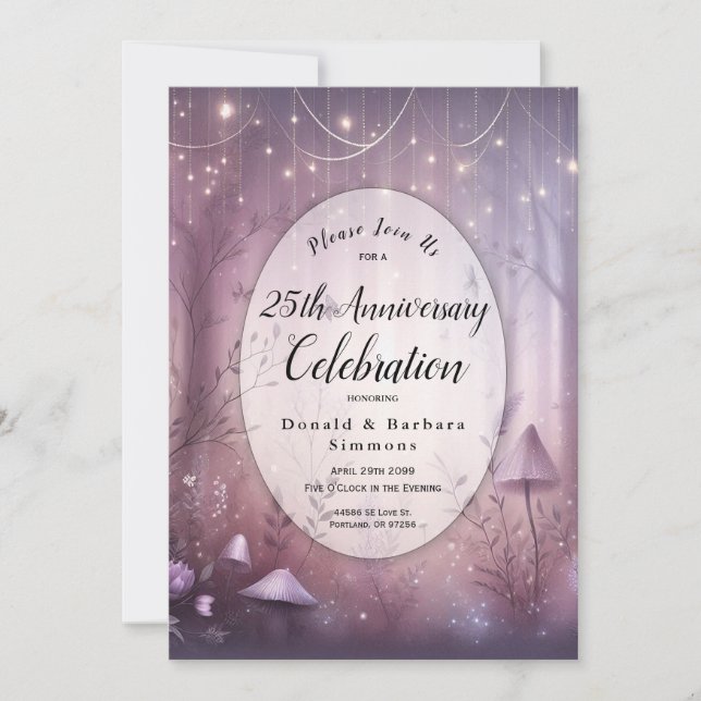 Editable Year Magical Lavender Fairy Lights  Invitation (Front)