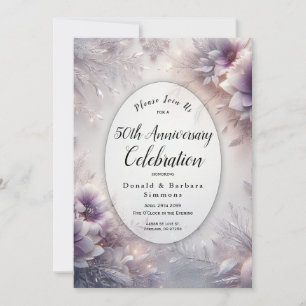 Editable Year Silver and Soft Amethyst Anniversary Invitation
