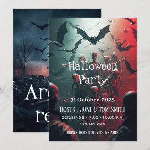 Editable Zombie Halloween Party Invitation Spooky